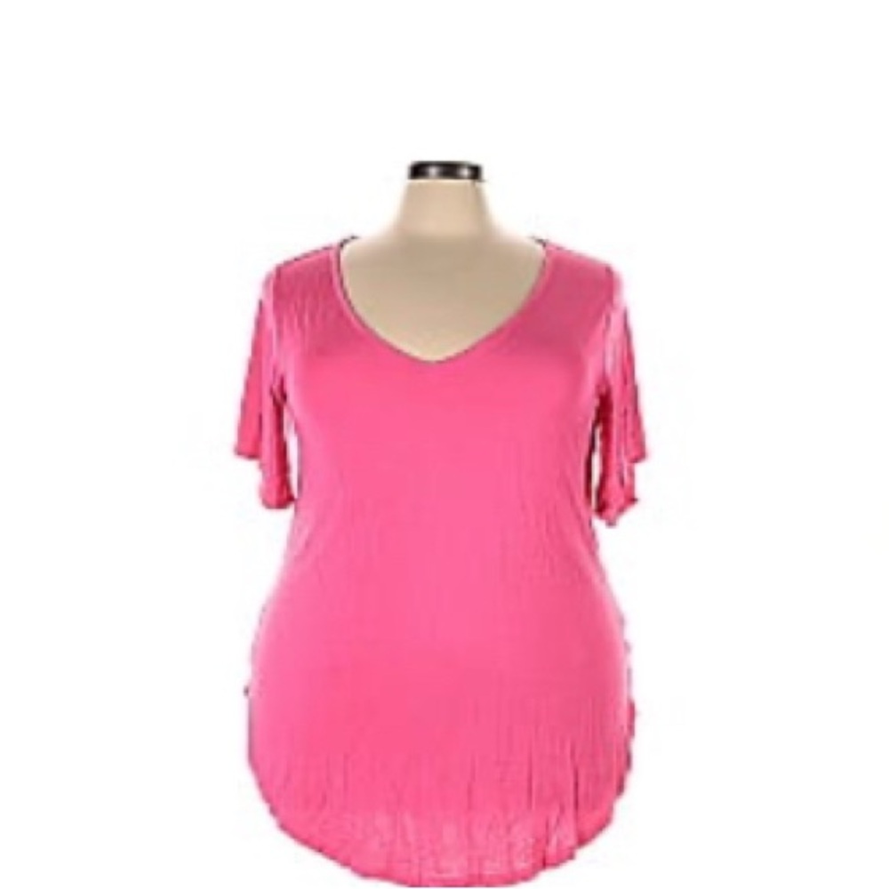 Torrid Bright Pink V-Neck Short Sleeve Top